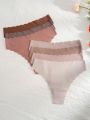 7pcs Solid Color Triangle Panties With Scalloped Edges
