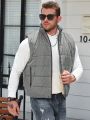 Manfinity Homme Men's Plus Size Sleeveless Hoodless Zipper Closure Warm Jacket In Grey