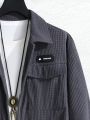 Manfinity Homme Men's Plaid Patch Flip Pocket Shirt Jacket