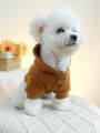 1pc Pet Clothes Hooded Two Feet Garment For Small Dogs & Cats - Brown Pet Jacket & Coat