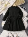 Young Girl Mock Neck Ribbed Knit Dress