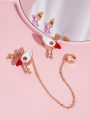 SHEIN X Cardcaptor Sakura 2pairs/set Sparkling Rhinestone Stud Earrings & Clip-on Ear Cuffs