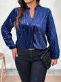 SHEIN Essnce Plus Size Shirt With Asymmetrically Notched Lapel Collar