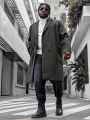 Manfinity Men'S Plus Size Double Breasted Woolen Long Coat