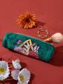 Frida Kahlo X SHEIN Portable Multifunctional Round Flower Printed Green Pencil Case