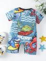 Baby Boy Summer Ocean Animal Printed Romper Shorts