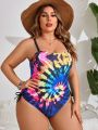 SHEIN Swim Vcay Plus Size Women'S Tie-Dye Spaghetti Strap One-Piece Swimsuit