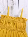 SHEIN Baby Girl Ruffled Trim Spaghetti Strap Casual Jumpsuit For Streetwear