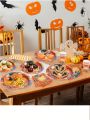 200Pcs Halloween Dinnerware Set, Halloween Skull Hand Bone Decorations Paper Plates, Halloween Party Supplies Includes Plates Cups Knives Forks Spoons NapkinsTableware, Serve 25