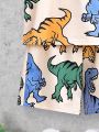 SHEIN Kids QTFun Young Boys' Casual Dinosaur Pattern Short Sleeve T-Shirt And Shorts Set
