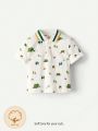 Cozy Cub Baby Boys' Knitted Soft Cartoon Animal Pattern Pullover With Flat Collar