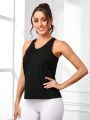 SHEIN Daily&Casual Open Back Mesh Patchwork Sports Tank Top