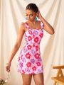 Miriam Omar Ruffle Strap Floral Mini Dress