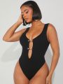 Andante USA Plunging Neck Safety Pin Bodysuit