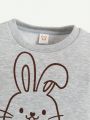 Cozy Cub Baby Girls' Cute Bunny Patterned Round Neck Sweatshirt