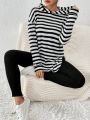 SHEIN Essnce Women's Striped Hooded Top And Leggings Set