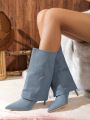 Styleloop Women's Denim High Heeled Boots, Sleek And Fashionable Match