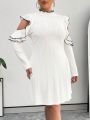 SHEIN Privé Plus Size Solid Color Stand Collar Bodycon Dress