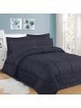 Microfiber 8 Piece Bed In A Bag Checkered Comforter Set - Navy, Queen