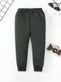 SHEIN Kids KDOMO Boys' Casual Sports Style Letter Print Jogger Pants For Spring And Autumn