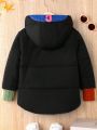 SHEIN Young Boy Letter Graphic Zip Up Hooded Puffer Coat Without Sweater