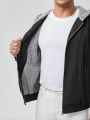 SHEIN Extended Sizes Men Plus Zip Up Drawstring Hooded Jacket