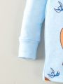 Baby Boys' Light Blue Lion Element Long Sleeve Top And Pants Home Wear Set, 2pcs