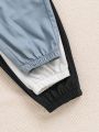 SHEIN 3pcs Baby Boys' Decorative Badge Casual Sport Pants Set