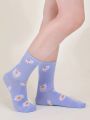 Tartagain Fashionable Jacquard Daisy Ornaments Mid-calf Socks