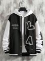 Manfinity EMRG Men's Color Block Button And Hooded Jacket Coat