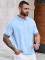 Men's Plus Size Solid Color Short Sleeve Polo Shirt With Pocket