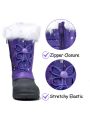 K KomForme Boys & Girls Snow Boots Insulated Fur Lined Warm Anti-Slip Waterproof Winter Boot (Toddler/Little Kid/Big Kid)
