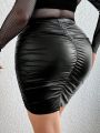 Plus Size Women's Pleated Half Bodycon Skirt