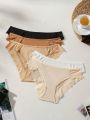 SHEIN Women's Seamless Lace Splicing Triangle Panties