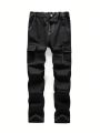 Boys' Black Casual Industrial Style Pocket Jeans For Youth