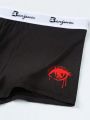 Men'S Comfortable Square-Cut Underwear With Letter Printed Elastic Waistband And Eye Pattern