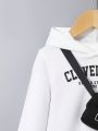 SHEIN Baby Boy Letter Graphic Hoodie & Sweatpants & Bag