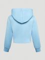 Teen Girls' Streetwear Casual Hooded Crop Top Sweatshirt