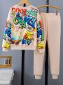 Tween Boys' Graffiti & Letter Printed Sweatshirt And Jogger Pants Set