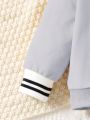 Baby Boys' Fall Turn-Down Collar Two Piece Set With Polo Shirt And Denim Pants, Fashionable