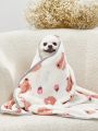 PETSIN Cute Strawberry & Bear Printed Warm Pet Blanket In Beige