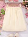 SHEIN Kids QTFun Tween Girl'S Solid Color Skirt With Bow Decoration