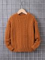 Tween Boy Cable Knit Drop Shoulder Sweater