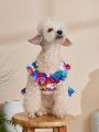 PETSIN 1pc Colorful Floral Print Cute Pet Bubble Sleeve Dress For Cat And Dog, Great For Holiday Look