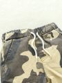 Young Boys' Green Street Style Camo Waist & Cuff Drawstring Jeans