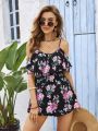 SHEIN VCAY Women's Floral Print Vacation Romper Shorts
