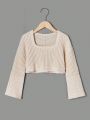 Teenage Girls' Casual Loose Fit Flare Sleeve Sweatershirt