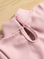 SHEIN Kids SUNSHNE Toddler Girls Bow Front Flounce Sleeve Wool-Mix Dress