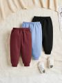 SHEIN Baby Boy's 3pcs/Set Casual Comfortable Solid Color Long Pants Outfits