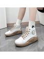 Korean Style Women's High-top Thick Platform Casual Shoes With Breathable, Odor-control And Chic Design